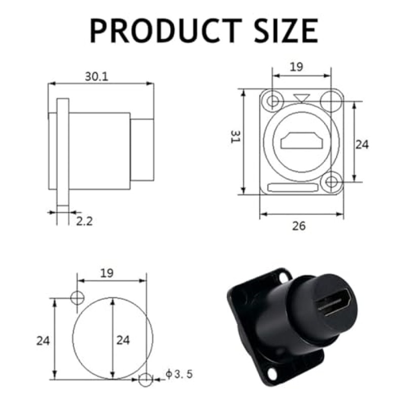 PENGLIN 5PCS HDMI 패널 마운트 어댑터 4K @ 60Hz,HDMI 2.0 패널 스레드 고정 마운트 커플러 TV 모니터 프로젝터 용 암-암