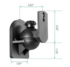 WALI 스피커 벽 천장 마운트 1쌍, 책장형 스피커 벽 마운트 브래킷, 서라운드 사운드 스피커 마운트, 최대 7.7lbs(SWM202) 유지, 검정색