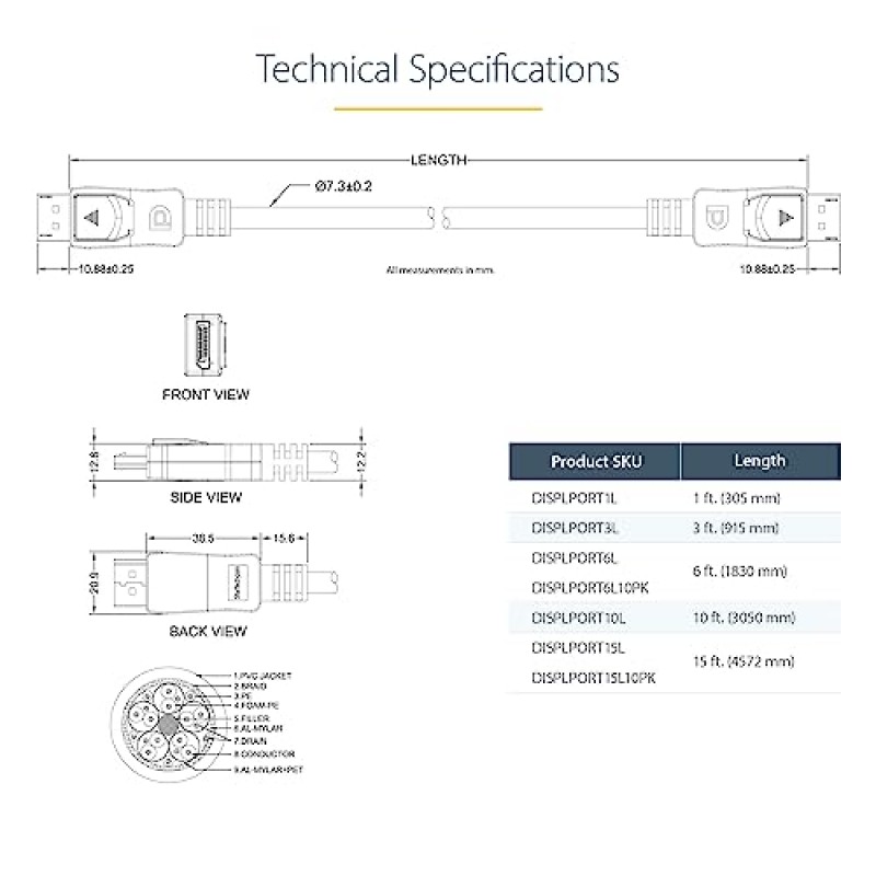 StarTech.com 15피트 DisplayPort 1.2 케이블(래치 포함) - 4K x 2K(4096 x 2160) @ 60Hz - DPCP 및 HDCP - 수-수 DP 비디오 모니터 케이블(DISPLPORT15L), 검정색