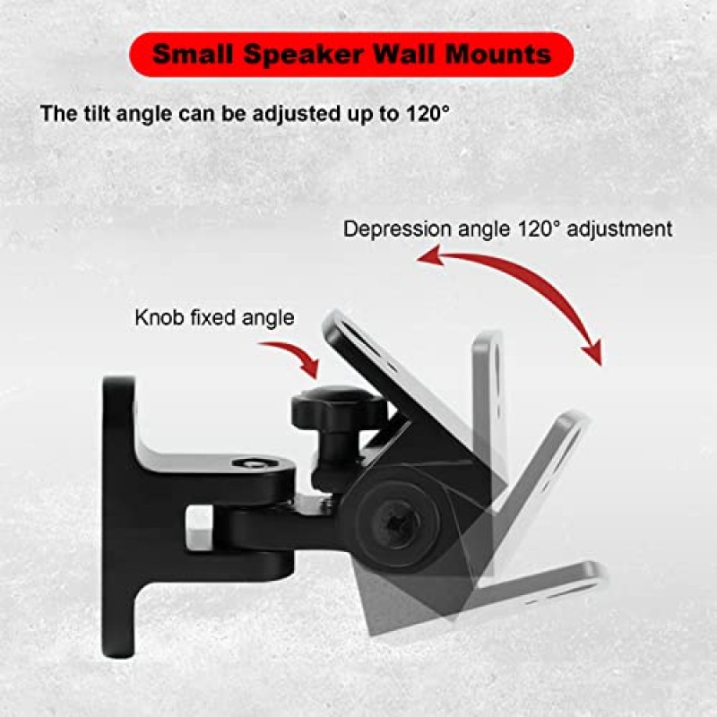 BS-218pro 소형 스피커용 범용 스피커 벽걸이형, 수직 120°, 수평 180° 조정, 최대 30lbs 유지, Bose, JBL, KEF, Klipsch, Sony 및 기타 제품과 호환 가능(검은색 2팩)