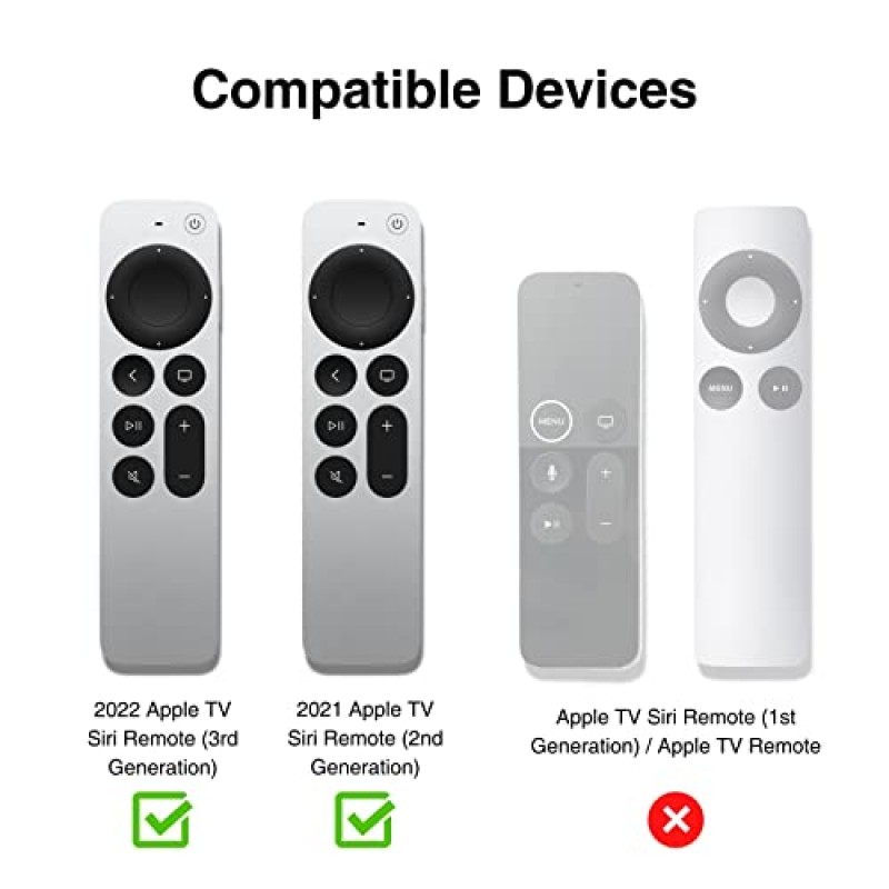 2022/2021 Apple TV Siri Remote(3세대/2세대) 및 Apple Airtag와 호환되는 Apple TV Remote 케이스, 실리콘 미끄럼 방지 낙하 방지 긁힘 방지 분실 방지 충격 흡수 슬림 디자인(녹색)