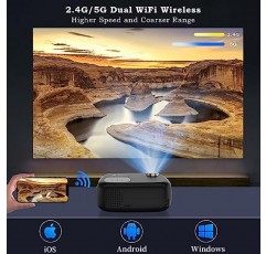 5G WiFi 및 Bluetooth가 탑재된 프로젝터, FunFlix 4k 휴대용 프로젝터 18000 루멘 네이티브 1080P 풀 HD, 홈 시어터 야외 프로젝터용 스마트폰, HDMI, USB, AV와 호환되는 미니 영화 프로젝터