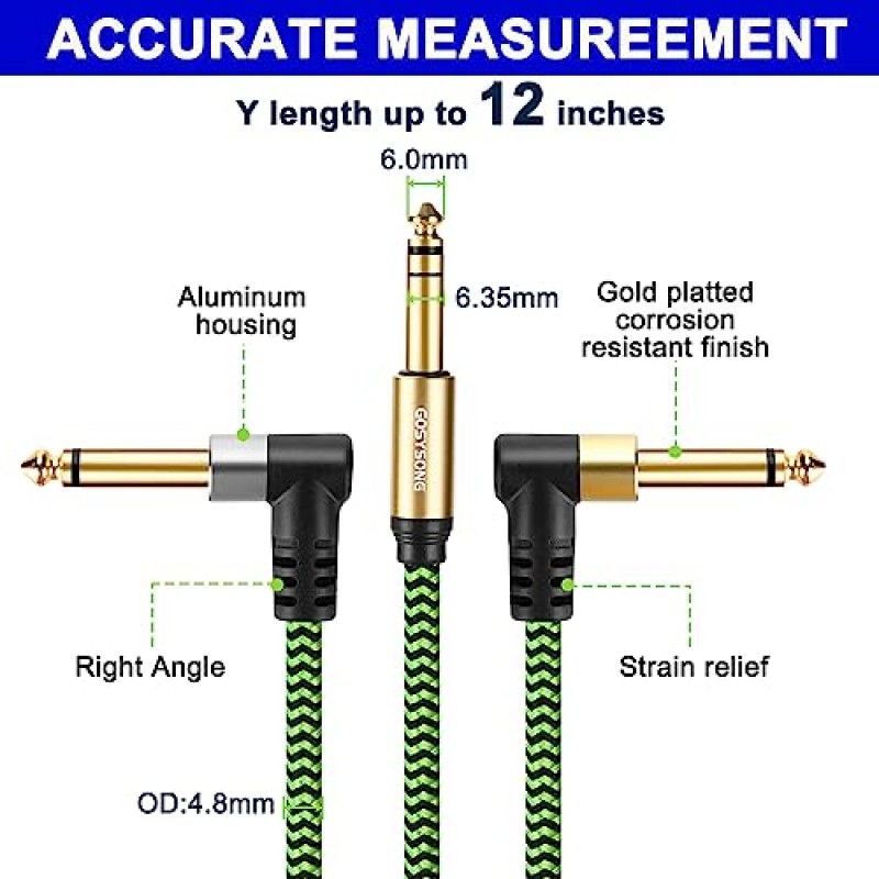 TAISUSAN 인서트 케이블 3피트, 1/4 스테레오 - 듀얼 1/4 모노 케이블, 스테레오 브레이크아웃 1/4 Y 케이블, 스테레오 - 모노 1/4 스플리터 케이블, 앰프, 믹서, 기타, 스피커 등과 호환 가능