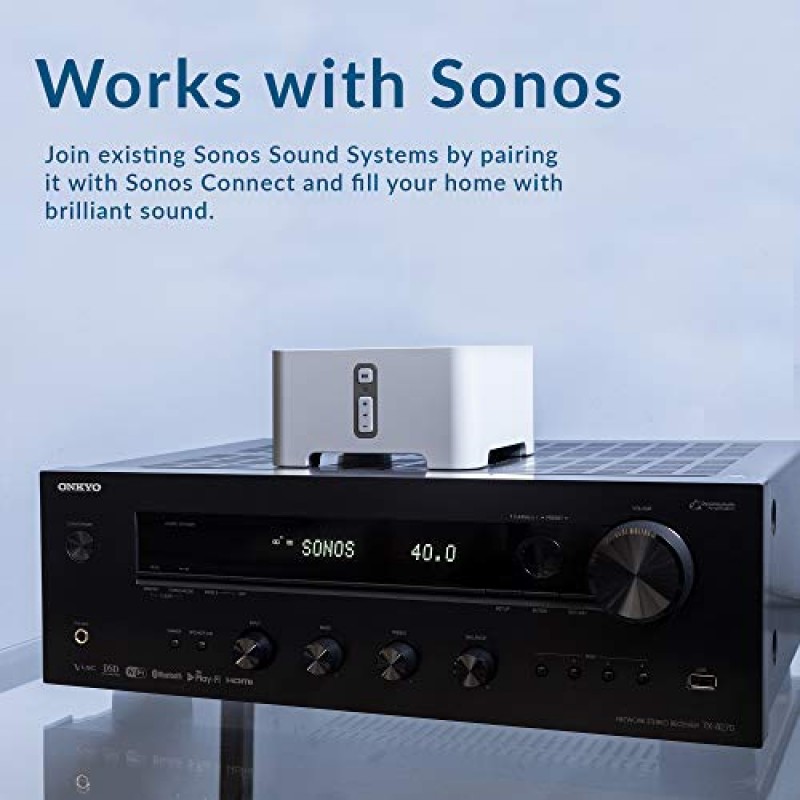 Onkyo TX-NR696 홈 오디오 스마트 오디오 및 비디오 수신기, Sonos 호환 및 Dolby Atmos 지원, 4K Ultra HD 및 AirPlay 2, 블랙