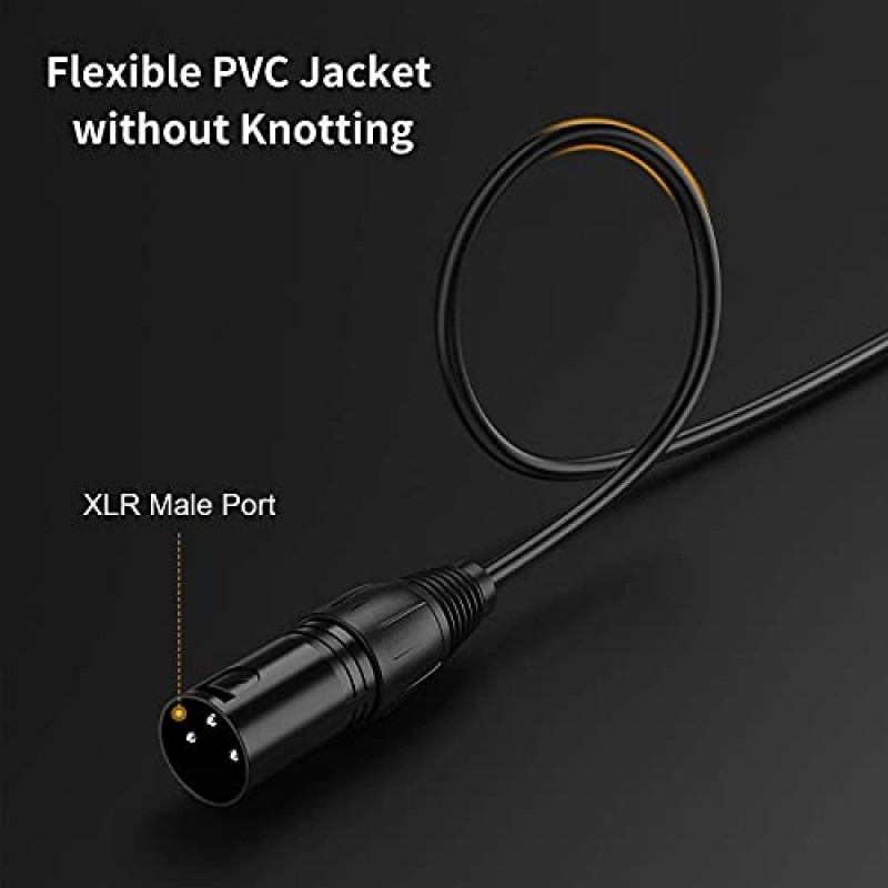 CableCreation 3.5mm - XLR 2팩, 6피트 3.5mm(1/8인치) TRS 스테레오 수 - XLR 수 케이블 iPhone, iPod, 태블릿, 노트북 등과 호환 가능, 검정색