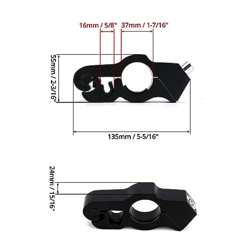 QWORK 오토바이 잠금 장치, 2팩 고강도 도난 방지 조절식 자전거 핸들 바 잠금 장치, 자전거, 스쿠터, 모페드 또는 ATV를 고정하기 위한 그립/스로틀/브레이크/핸들 바 잠금 장치, 검정색