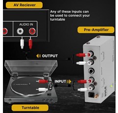 Pyle 포노 턴테이블 프리앰프 - RCA 입력, RCA 출력 및 저소음 작동 기능을 갖춘 미니 전자 오디오 스테레오 축음기 프리앰프(12V DC 어댑터(PP444)로 구동), 회색