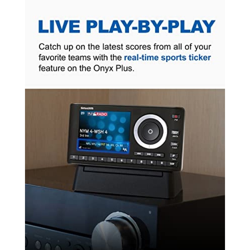 SiriusXM SXPL1H1 Onyx Plus 위성 라디오(홈 키트 포함) – 홈 스테레오 또는 Bluetooth 지원 스피커에서 SiriusXM 청취