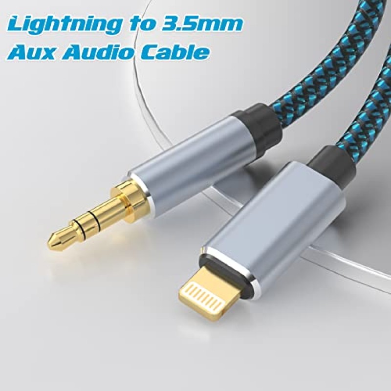 GobbaGoods Lightning - 3.5mm Aux 코드 오디오 잭 2 in 1 충전 오디오 케이블은 차량용 스테레오 스피커와 함께 작동합니다. 헤드폰 차량용 충전기 - 3.5mm 스테레오 Aux 케이블은 13 Pro/12/11/X/8/7 3.3FT와 호환됩니다.