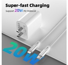 [MFi 인증] iPhone 충전기 고속 충전, 2팩 20W PD USB-C 벽면 충전기 및 6FT USB C-라이트닝 케이블 iPhone 고속 충전기 호환 iPhone 14 13 12 11 더보기