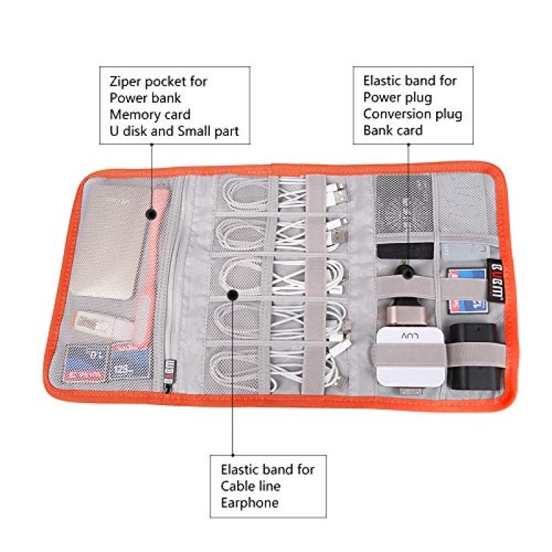 전자 정리함, BUBM 여행용 케이블 가방/USB 드라이브 셔틀 케이스/홈 오피스용 전자 액세서리 정리함-회색