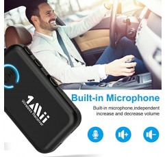 자동차/홈 스테레오용 1Mii Bluetooth 5.0 음악 수신기, 볼륨 조절 기능이 있는 자동차용 Aux Bluetooth 어댑터, 핸즈프리 통화 지원, 16H 배터리 수명