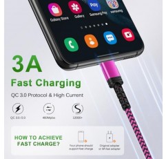 유형 C 고속 충전 케이블 3팩 10FT USB C to USB Google Pixel 7a 6 5, iPhone 15, Samsung Galaxy A14 5G/A54/A23/S23 Ultra/A13/Z Fold 5/A34/A24/용 Android 휴대폰 충전기 코드 A53/S21 FE/A03S/S22/A04S