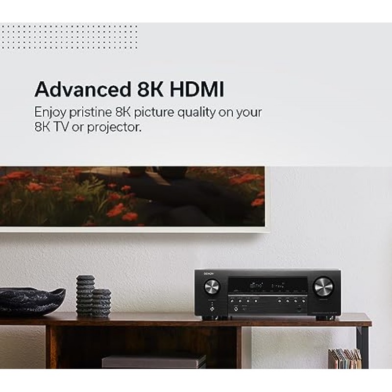 Denon AVR-S670H 5.2채널 홈 시어터 수신기(2023 모델) - 8K UHD HDMI 수신기(75W X 5), 내장 HEOS, Bluetooth 및 Wi-Fi, Dolby TrueHD, Dolby Pro Logic II 및 DTS HD 서라운드 사운드를 통한 스트리밍