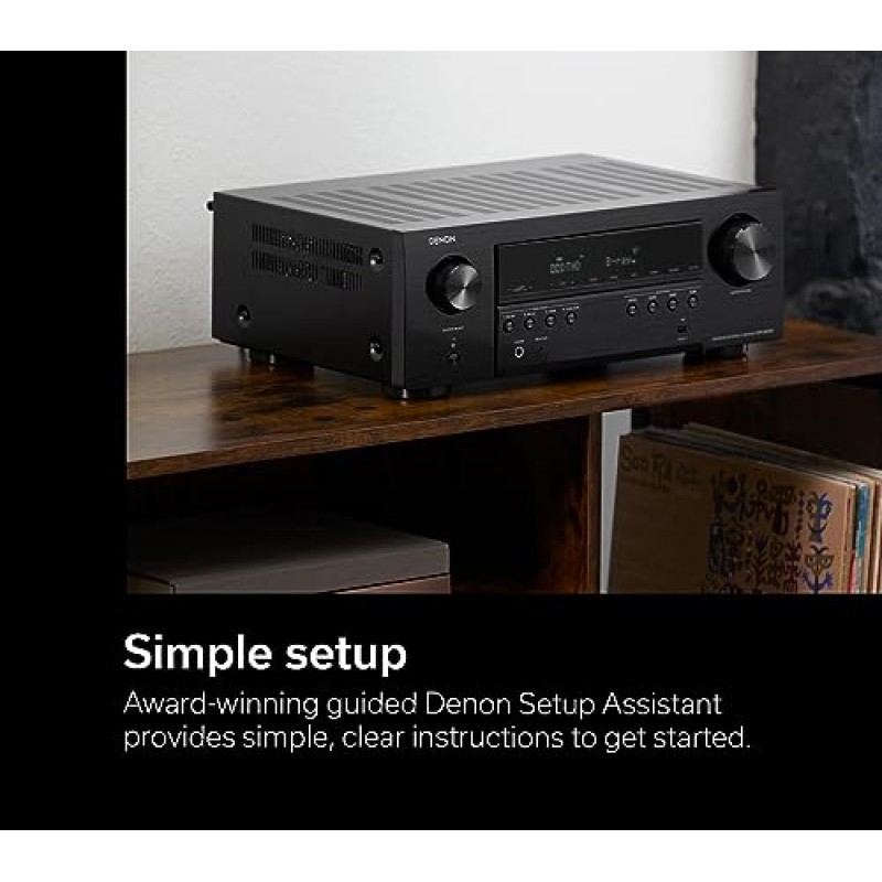 Denon AVR-S670H 5.2채널 홈 시어터 수신기(2023 모델) - 8K UHD HDMI 수신기(75W X 5), 내장 HEOS, Bluetooth 및 Wi-Fi, Dolby TrueHD, Dolby Pro Logic II 및 DTS HD 서라운드 사운드를 통한 스트리밍