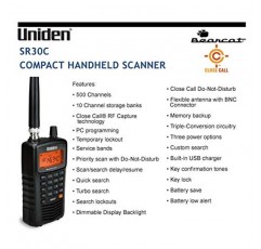 Uniden Bearcat SR30C, 500채널 소형 휴대용 스캐너, 근접 호출 RF 캡처, 터보 검색, PC 프로그래밍 가능, NASCAR, 레이싱, 항공, 해양, 철도 및 비디지털 경찰, 화재, 공공 안전