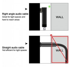 CableCreation 3.5mm 오디오 케이블[2팩], 1.5피트 90도 3.5mm 남성-남성 보조 보조 케이블, 휴대폰, 태블릿, 헤드폰, MP3 플레이어, 자동차/가정용 스테레오와 호환 가능
