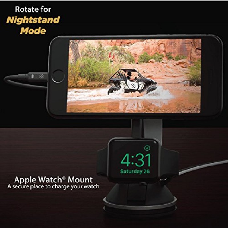 Scosche MPOHM MagicMount Pro 책상 또는 조리대용 자석 휴대폰 홀더 마운트 - 호환되는 Apple Watch 충전 마운트, 모든 장치에 사용 가능한 범용 - 홈 마운트