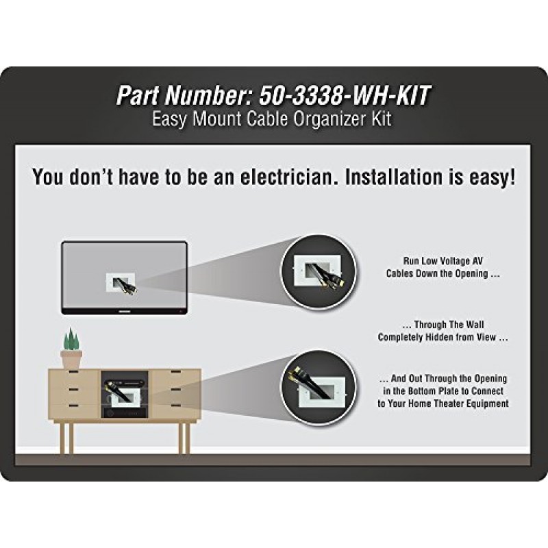 DataComm Electronics 50-3338-WH-KIT 간편 장착 케이블 정리 키트