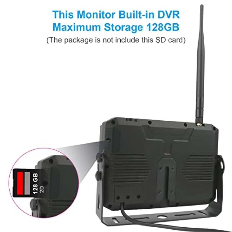 트럭 버스 디지털 무선 백업 카메라 모니터 시스템 키트, 7인치 DVR 모니터+HD IP69K 방수 야간 투시경 밴 트레일러용 후방 카메라 5륜 픽업 RV 캠핑카 모터 홈 보트