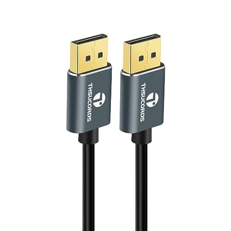 Tsucords DisplayPort 케이블 6.6FT, 인증된 울트라 슬림 & 씬 8K 4K 디스플레이 포트 1.4 케이블(DP 케이블) 노트북, PC, 모니터용 8K@60Hz, 4K@144Hz 32.4Gbps 지원