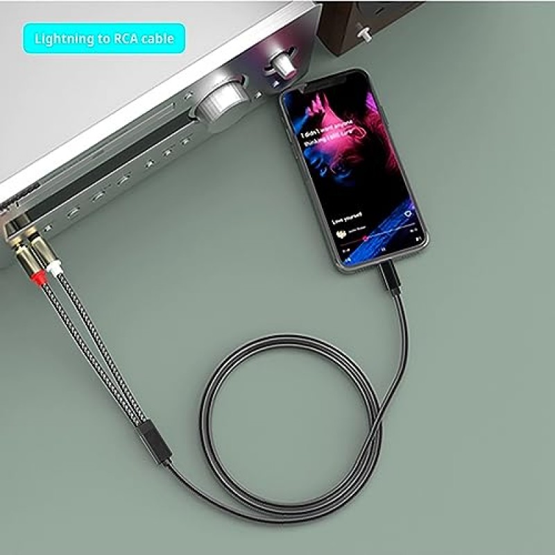 [Apple MFi 인증] Lightning-RCA 케이블 오디오 어댑터, 2-수 Y 분배기 보조 코드 iPhone, 태블릿, 홈 시어터, DVD, 앰프, 스피커, 자동차 스테레오(3.9FT)와 호환 가능