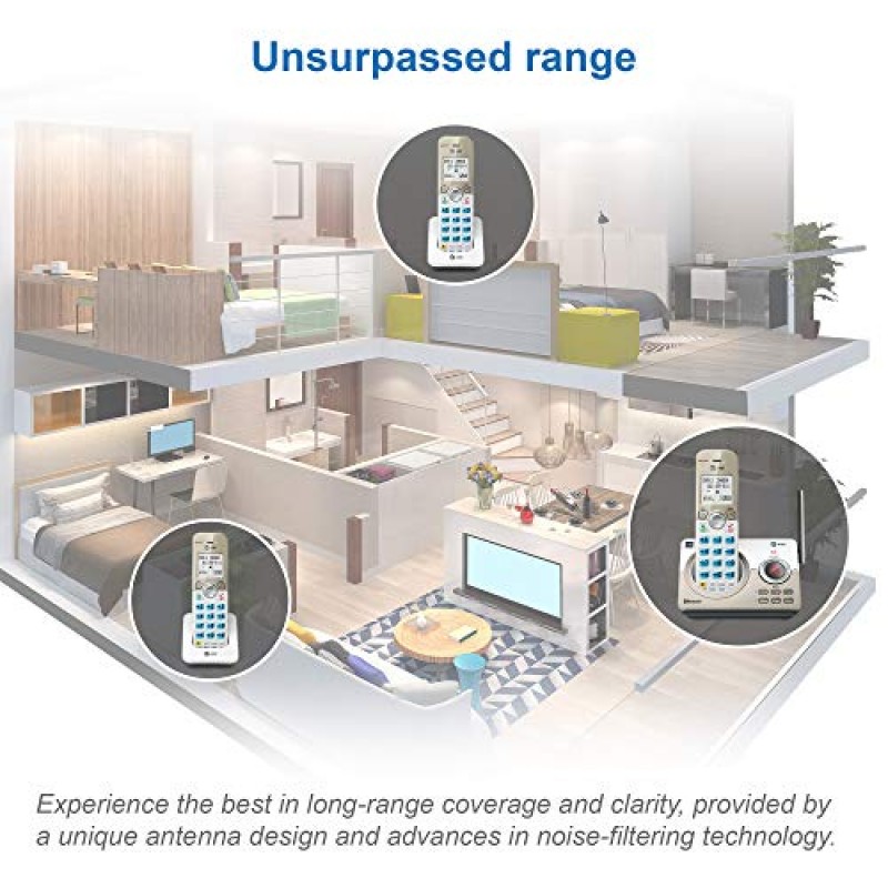 AT&T DL72119 DECT 6.0 Bluetooth 셀 연결, 통화 차단, 1.8인치 백라이트 화면, 대형 버튼, 인터콤 및 탁월한 범위를 갖춘 가정용 무선 전화기