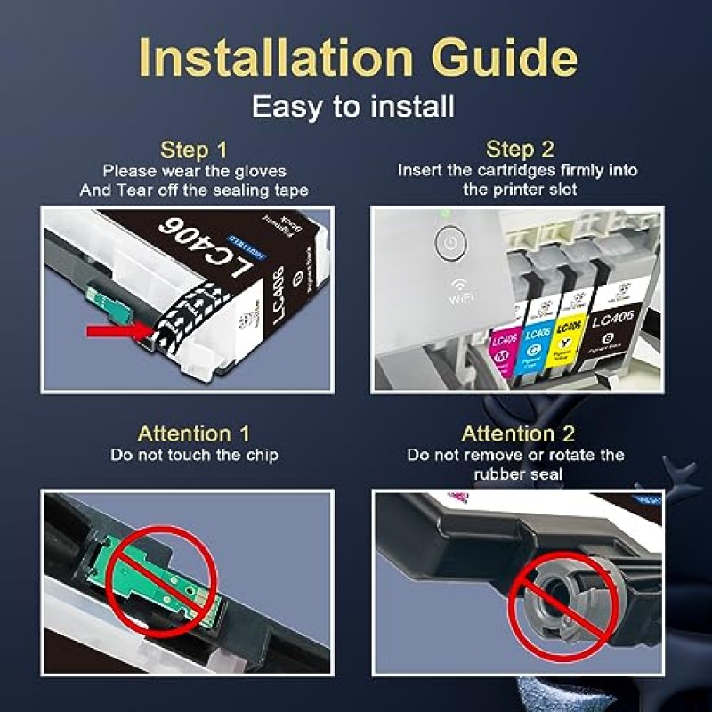 Miss Deer 호환 LC406 잉크 카트리지 교체 Brother LC 406 BK LC406 Brother MFC-J4335DW MFC-J4345DW MFC-J4535DW MFC-J5855DW MFC-J5955DW MFC-J6555DW MFC-J6955DW 프린터 1-검정색