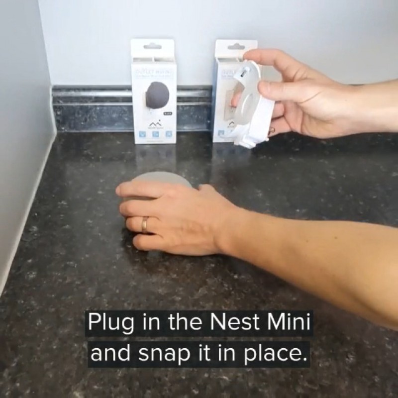 Nest Mini Easy Genie Mount 2세대 2019: 새로운 Google Nest Mini를 위한 가장 간단하고 깨끗한 콘센트 벽걸이 걸이 스탠드 - 코드 포장 필요 없음 - 미국에서 설계됨(검은색)