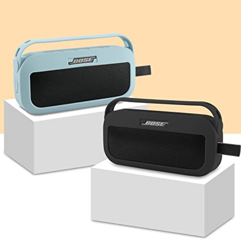 Bose SoundLink Flex용 TXesign 실리콘 케이스 커버 Bluetooth 휴대용 스피커 손잡이가 있는 여행용 보호 운반 파우치 Bose SoundLink Flex용 먼지 방지 플러그(검은색)