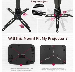 Tonalee 프로젝터 마운트 벽 또는 천장 프로젝션 마운트 브래킷(가정 및 사무실 프로젝터용 높이 조절 및 확장 가능한 암 마운트 포함)