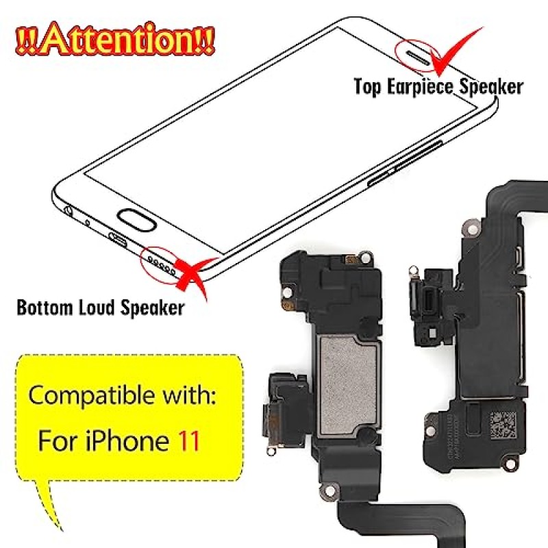 iPhone 11 용 YWLRONG 이어폰 스피커 iPhone 11 스피커 교체 용 광 근접 센서 플렉스 케이블 이어폰 스피커 어셈블리 (수리 도구 포함)