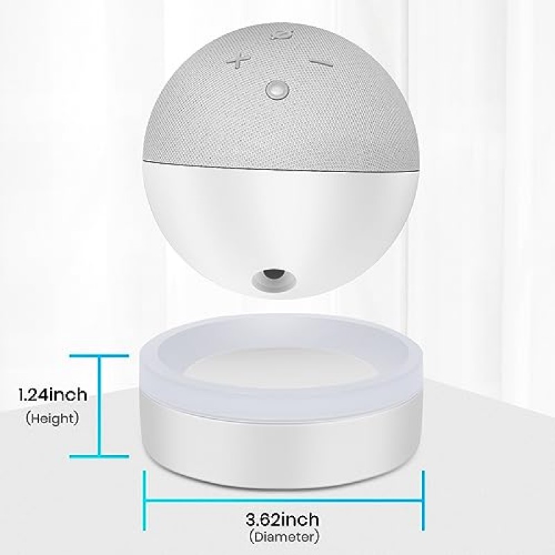 Echo Dot 4세대/5세대용 ZUOLACO 테이블 홀더, Echo Dot 4세대/5세대용 데스크탑 스탠드 마운트, 라이트 가이드가 있는 베이스 브래킷, 케이블 관리 기능이 내장된 도트 액세서리, 흰색