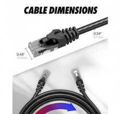 Ultra Clarity 케이블 Cat6 이더넷 케이블 10 Ft [2 팩], 10Gpbs 고속 인터넷 케이블, RJ45 Cat-6 이더넷 패치 케이블, 네트워크 이더넷 코드 커넥터 - 검정색