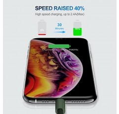 Apple MFi 인증 iPhone 충전기 케이블 3팩 3Ft, Apple Lightning-USB 케이블 코드, iPhone 12/11/11Pro/11Max/ X/XS/XR/XS Max/8/7/6/용 2.4A 고속 충전 Apple 휴대폰 장거리 충전기 5S/SE 올리브