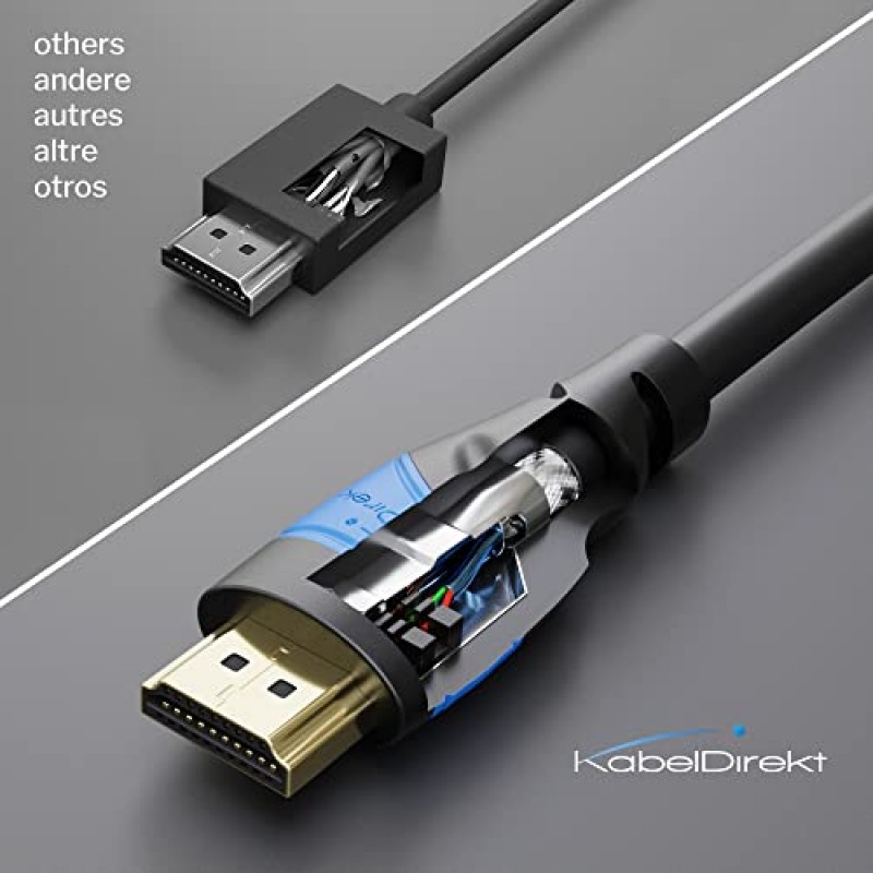 HDMI 케이블 4K - 75피트 - A.I.S 차폐 포함 - 독일에서 설계됨(PS5, Xbox, 스위치와 같은 모든 HDMI 장치 지원 - 4K@60Hz, 이더넷이 있는 고속 HDMI 코드, 검정색) - CableDirect 제공