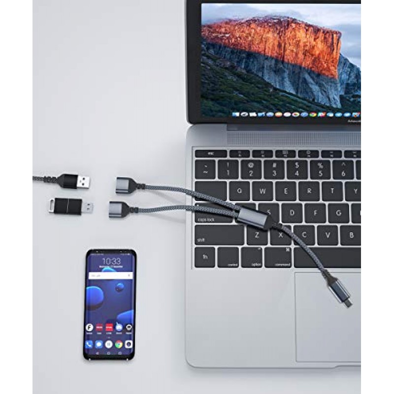 USB-C OTG 분배기 Y 케이블 1M, 유형 C - 듀얼 USB 2.0 어댑터, C 남성 - 더블 여성 변환기 분할 2 in 1 MacBook, iPad 10 Mini 6 Air 4 5, iPhone 15, Galaxy S23 S22 S21 S20 Z 플립 폴드 탭 S8