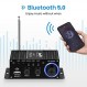 스피커용 Moukey 미니 앰프 홈 오디오 Bluetooth 5.0 - 50W 2 채널 전원 오디오 수신기 FM USB, AUX, 리모컨 포함, 차량용 가정용 전원 공급 장치, 태블릿, 전화, 컴퓨터 - MAMP2