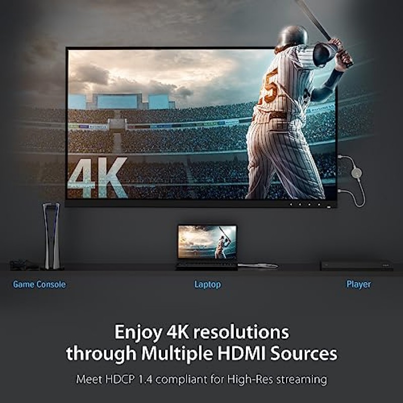 j5create ScreenCast 4K 무선 HDMI 송신기 및 수신기, 무선 HDMI 확장기, 4K30Hz/1080p60Hz, 2.4/5GHz 지원, 노트북/PC/플레이어에서 HDTV/프로젝터(JVAW75)용