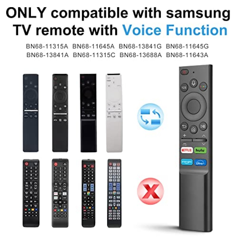 삼성 QLED UHD HDR FHD 4K 8K 스마트 TV용 음성 기능이 있는 Samsung-TV-Remote 전용 삼성 TV용 새 대체 음성 리모컨