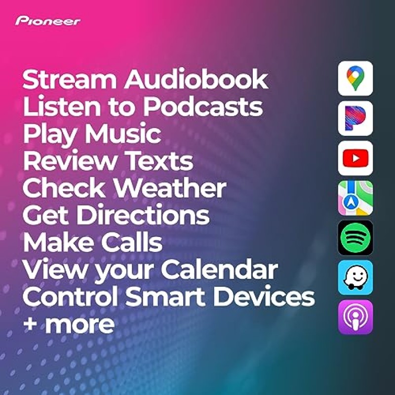 Pioneer DMH-W2770NEX 디지털 멀티미디어 수신기, 무선 Apple CarPlay 및 Android Auto, 6.8인치 정전식 터치스크린, 이중 DIN, 내장 Bluetooth 및 WiFi, 앱을 통한 Amazon Alexa