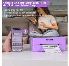 REKDOM Bluetooth 라벨 프린터 배송 패키지용 무선 열전사 프린터, iPhone, Android 및 Windows와 호환 가능, Amazon, Ebay, Etsy, USPS, Shopify 등 지원