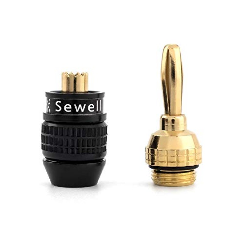 Sewell의 Deadbolt 바나나 플러그 6쌍, 금도금 스피커 플러그, 빠른 연결, SW-29863-6