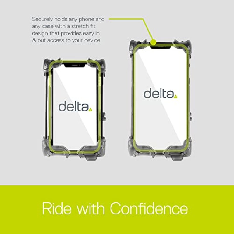 Delta Cycle의 자전거 폰 마운트 - 모든 핸들바에 맞게 조정되고 모든 휴대폰이나 iPhone에 맞는 자전거 폰 홀더 - 성인용 자전거를 위한 보편적이고 쉽게 접근 가능한 자전거 액세서리