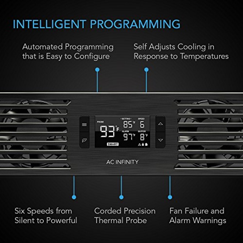 AC Infinity CLOUDPLATE T7-N, 랙 마운트 팬 패널 2U, 흡기 공기 흐름, AV 냉각용, 홈 시어터, 네트워크 19인치 랙