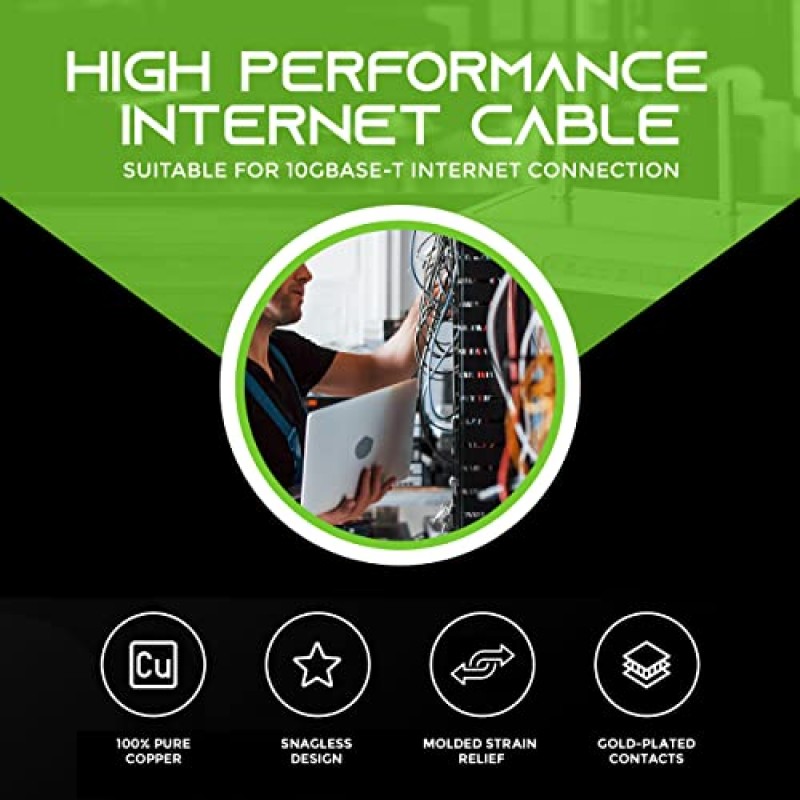 GearIT Cat 6 이더넷 케이블 6피트(20팩) - Cat6 패치 케이블, Cat 6 패치 케이블, Cat6 케이블, Cat 6 케이블, Cat6 이더넷 케이블, 네트워크 케이블, 인터넷 케이블 - 검정색 6피트