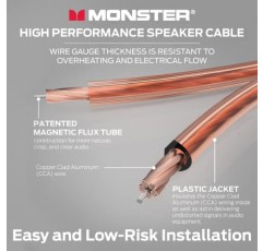 Monster XP 구리 클래드 알루미늄(CCA) 스피커 와이어 12 게이지 케이블 50 FT 스풀 - 홈 시네마 케이블 및 자동차 오디오 케이블에 이상적