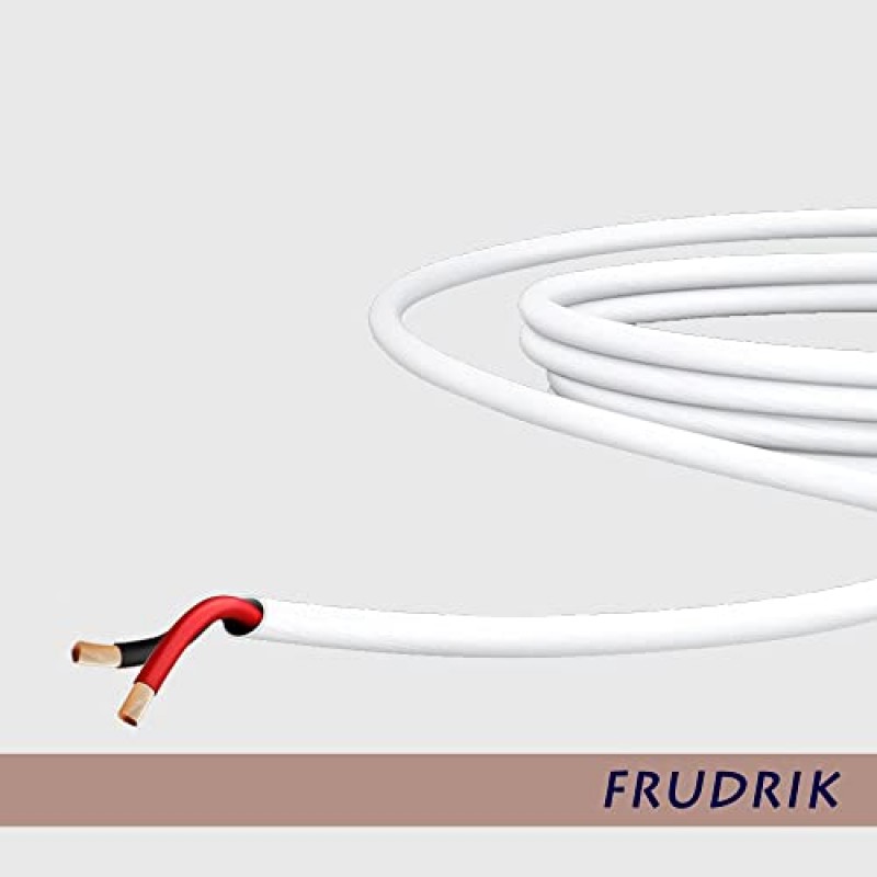 FRUDRIK 스피커 와이어 - 99.9% 무산소 구리 - ETL 등록 및 CL3 실내 스피커 케이블(16/2흰색, 100FT)