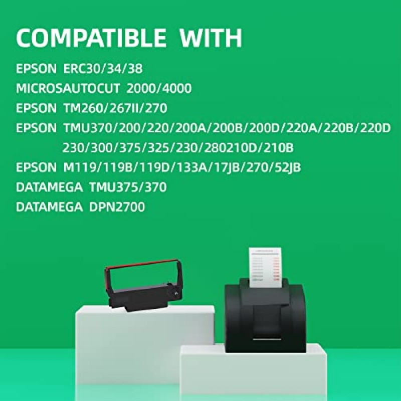 Cosob 24 팩 ERC30 검정색과 빨간색 ERC30 ERC-30 ERC30/34/38 리본 Epson TM-U220 M188B ERC30 ERC34 ERC38 NK506 프린터와 호환 가능