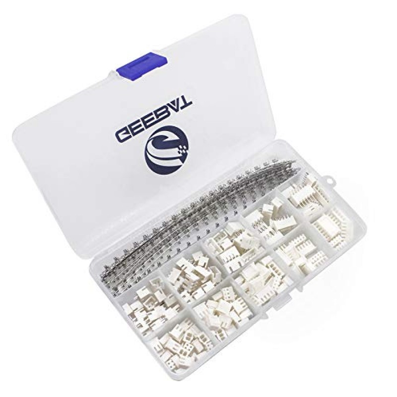 GeeBat 460pcs 2.54mm 암 핀 헤더 및 2/3/4/5/6 핀 하우징 커넥터 어댑터 플러그가 포함된 2.54mm JST-XH 커넥터 키트(JST 커넥터 키트)